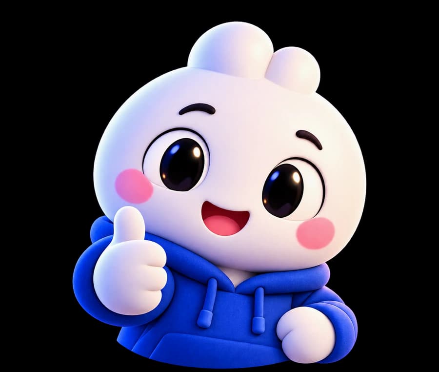 Mascote do Conkurt sorrindo e fazendo sinal de positivo